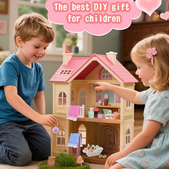 25 Pcs 1 12 Scale Miniature Bathroom Accessories Mini House Bathroom Set Mini Hair Dryer Brush Comb Mirror Perfume Toothpaste Toothbrush Makeup Set for Mini House Bathroom Decoration