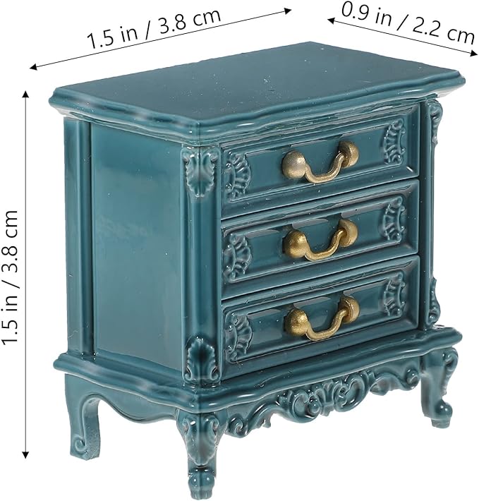 LOGOFUN Dollhouse Bedside Cabinet Miniature Drawer Cabinet Mini Bedside Table for Doll House Bedroom Furniture Accessories 1.5x1.5x0.9inch