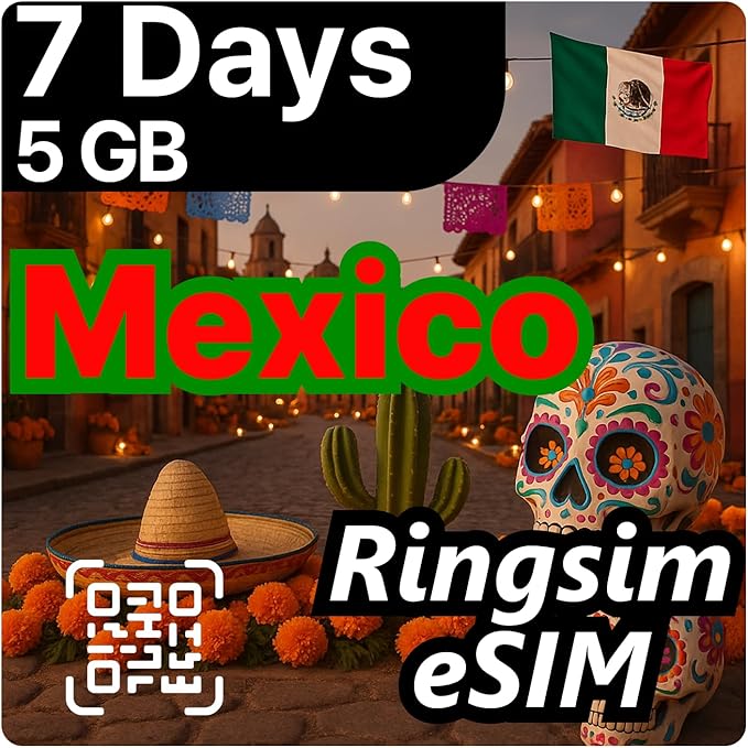 [eSIM] Mexico eSIM | 7DAYS 5GB | 5G, 4G/LTE, Tethering, Hotspot | eSIM with Instant Activation in 10 Minutes | Cancun, Mexico City, Los Cabos | Travel eSIM by Ringsim