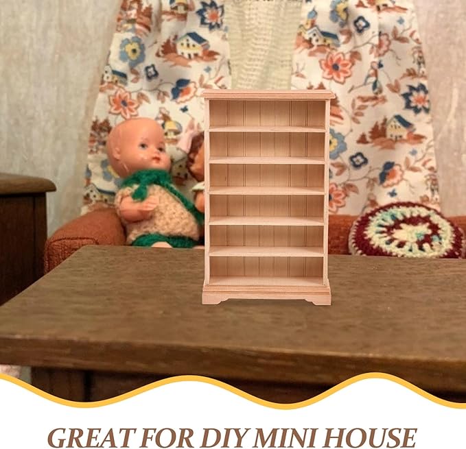HANABASS 1:12 Dollhouse Storage Cabinet Wooden Dollhouse Furniture Miniature Bookshelf Display Shelf Accessories for Doll House Decor