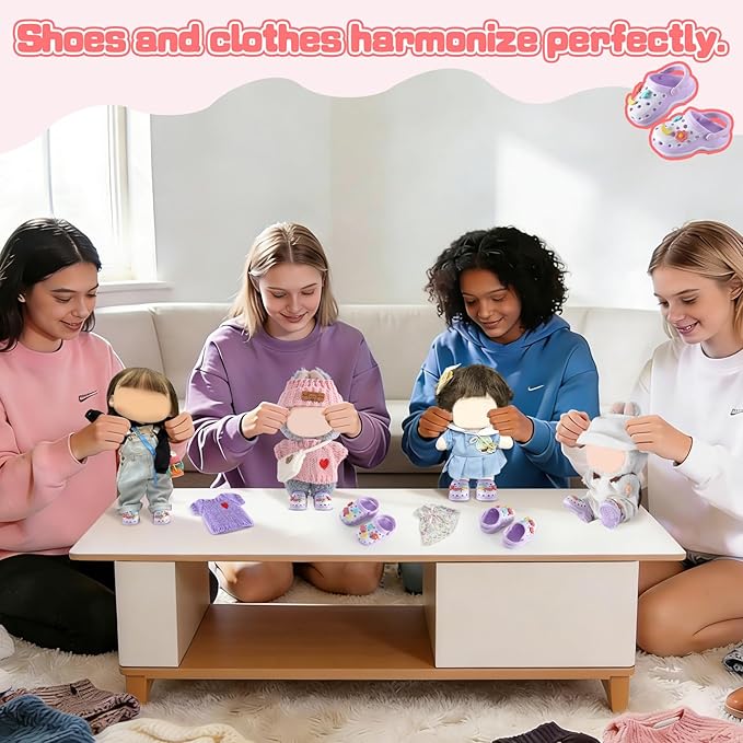 Ciunura Premium Doll Shoes for Lububu, Cute Doll Shoes for 4-7in Dolls, Ideal for Lububu Outfits(Purple Clog Shoes)