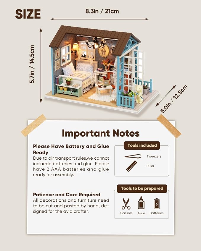 DIY Miniature House Kit, DIY Dollhouse Kit for Adults to Build, Mini House Kit with LED, Mayberry Street Miniatures, Ideal Gifts for Birthday,Valentine(Forest Times)