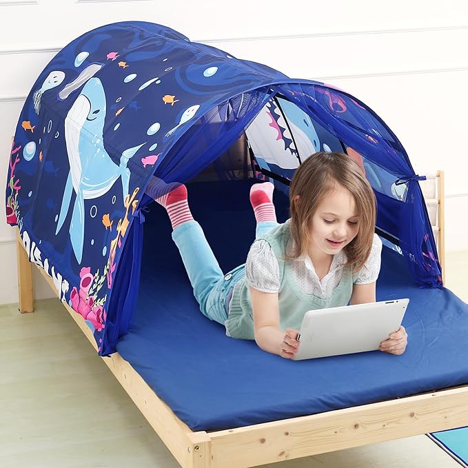 Bed Tent for Kids Lucky Castle Bed Tent Foldable Game House for Children Play Tents for Girls Boys Sleeping Canopy Playhouse