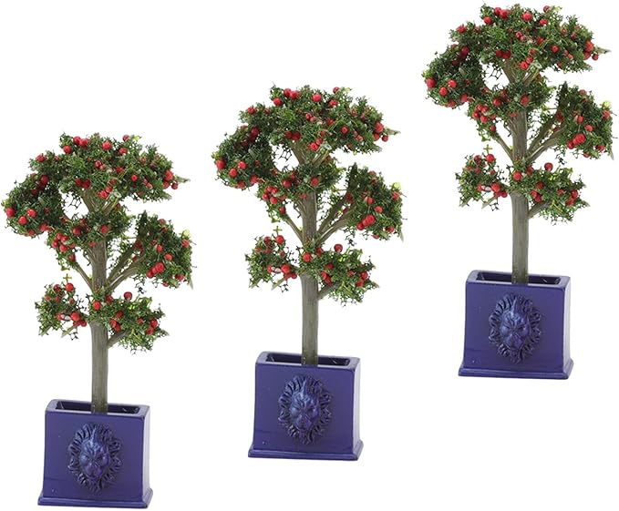 3PCS Mini Dollhouse Plants Model, Portable Dollhouse Plants Artificial Fruit Tree Model for 1/12 Scale Dollhouse Decoration
