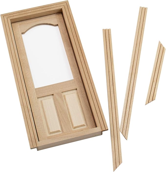 AUEAR, 1:12 Dollhouse Miniature Furniture Unpaint Wooden Doors for DIY Scene Doll Home Craft (2 Panel Style A)