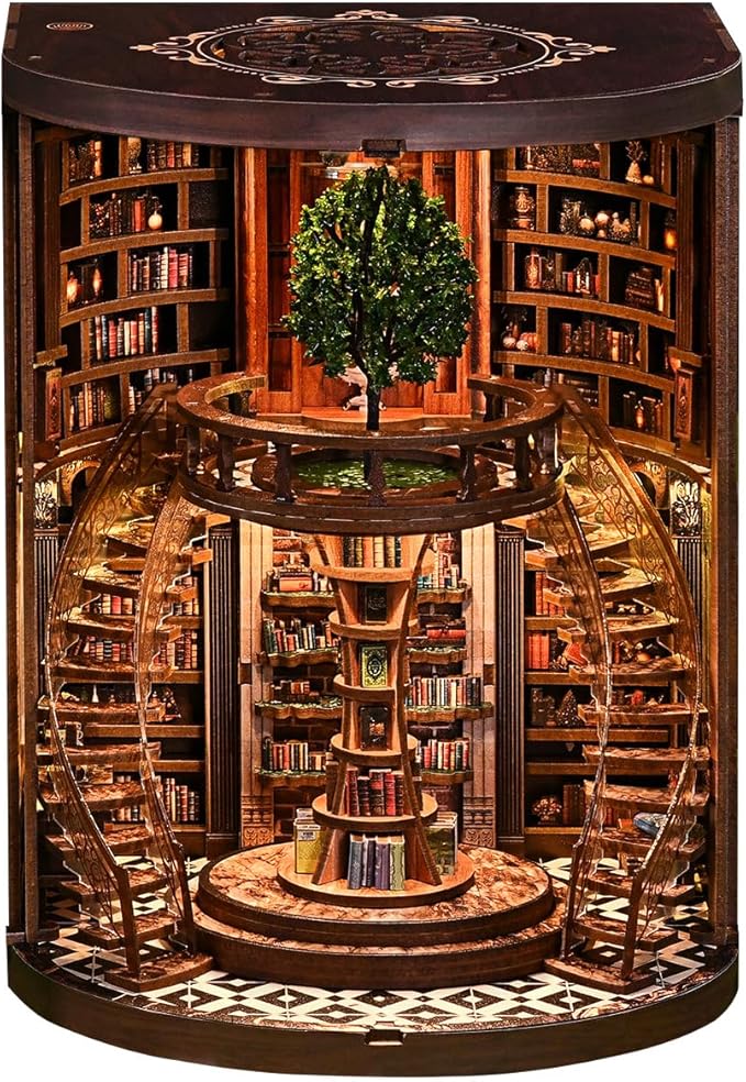 RHZN Book Nook Kit, Miniature House Kit, Miniature Kit, DIY Crafts for Adults, Book Repository