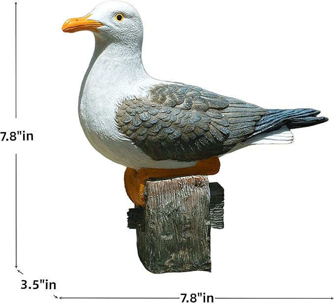 coolboy Real Seagull Figurine,Garden Bird Figurine Statue,Bird Decorations for Home,Best Indoor Outdoor Statues Yard Art Figurines for Patio Lawn House