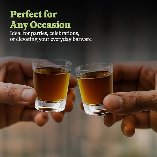 QUAFFER Mini Shot Glass (Set of 6) – Elegant Classic Shot Glasses 1 oz – Classic Whisky Vodka Tequila Sherry Brandy Cordial Mini Snifters Glasses - Perfect for Parties, Bars, Events, Home Bar