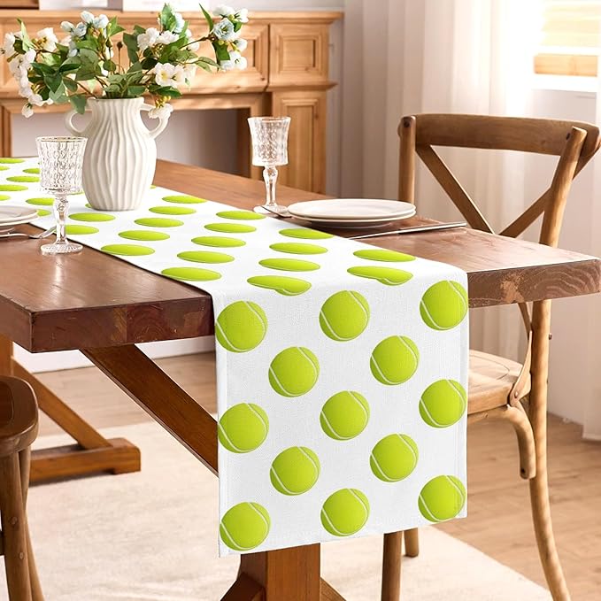 Buxiuer Tennis Party Decorations Tennis Table Runner Sport Balll Birthday Party Decor Game Day Baby Shower Dining Room Home Kitchen Table Decor