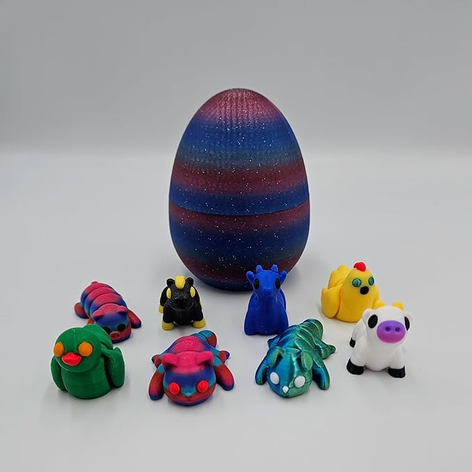 Mystery Mini Animal Packs - 3D Printed Articulating Figurines - Unique and Fun Designs Includes Mystery Egg - Stress Relief (Farm Animal Pack)