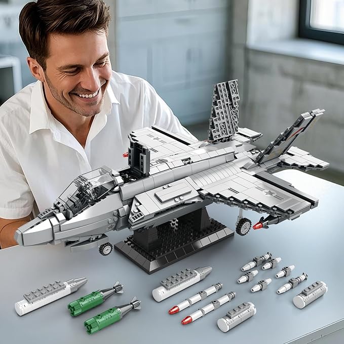 Reobrix Military Fighter Jet Building Set 33021, F-35 Lightning II Joint Strike Fighter Airplane Army Toy Sets, Plane Toys Model for Adult, Ideal Gifts for Men, Military Fans