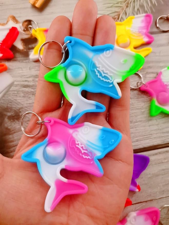30 Packs Bulk Mini pop Shark Fidget Gifts for Holiday Boys and Girls Kids Party Supplies and Classroom Students Prize