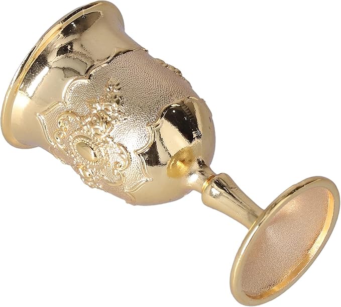 Mini Gold Goblet, 2PCS Altar Chalice 25ml Holy Altar Chalice Metal Shot Glasses Wine Cup Medieval Goblet for Wine Liqueur Whiskey, 1.5 x 2.7in