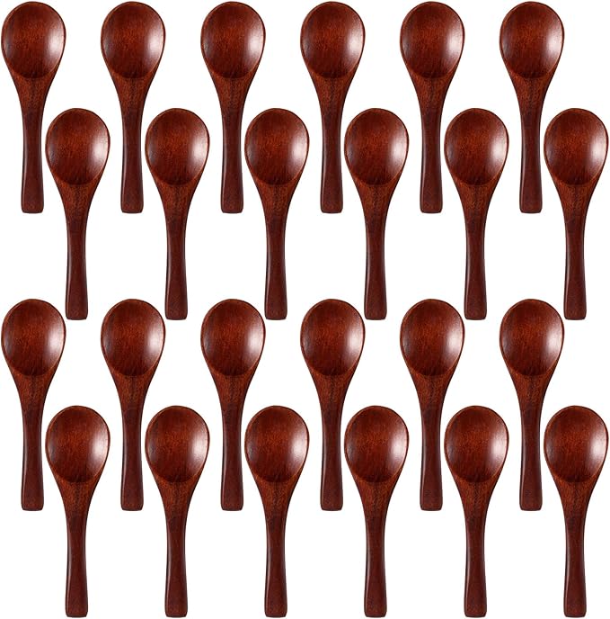 Boao 50 Pcs Small Wooden Spoons, 3.5'' L, Mini Wood Natural Tiny Spoons Wooden Little Teaspoons for Jars Sugar Creamer Honey Spices Salt Kitchen Supplies (Old Paint Color)