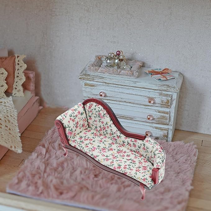 COHEALI Mini Doll House Furniture - 1 12 Scale Vintage European Style Sofa for Dollhouse Decoration and DIY Miniature Scenes