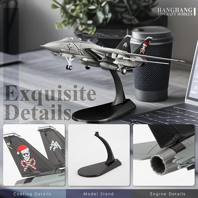 HANGHANG 1/100 Military Model Plane F14B VF-103 Tomcat (Christmas Version) Alloy Fighter Plane Model Model Airplane for Collection and Gift