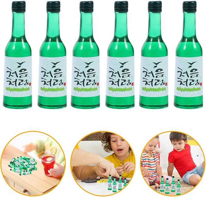 Totority Mini Korean Rice Wine Bottles Realistic Simulated Soju Bottles with Cork for Dollhouse Mini House D Cor Photo Props and Desktop Decoration