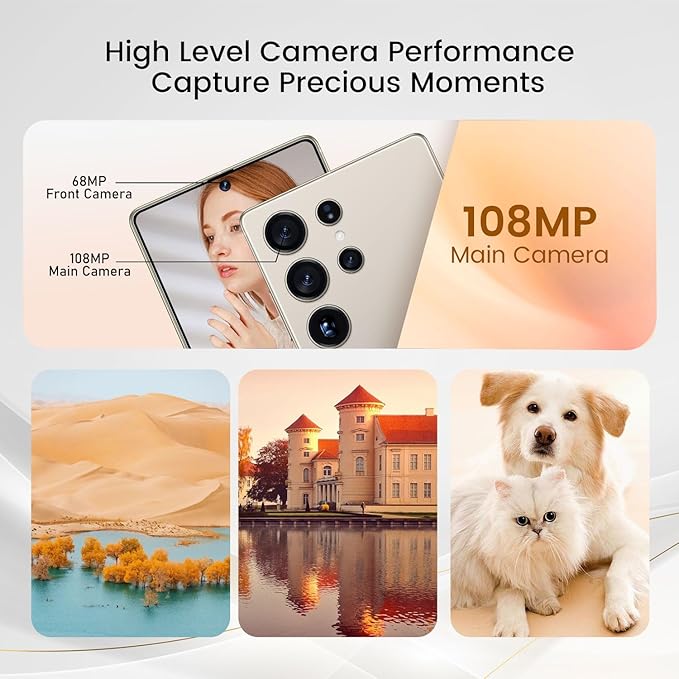 Bnjbmj I25 Ultra Flagship Killer Smartphone - Snapdragon 8 Gen 3, 16GB+512GB, Massive 6.99" FHD+ Display, 108MP+68MP Pro Cam, 7000mAh 2-Day Battery, Android 14, Includes Stylus Pen (Titanium Gray)
