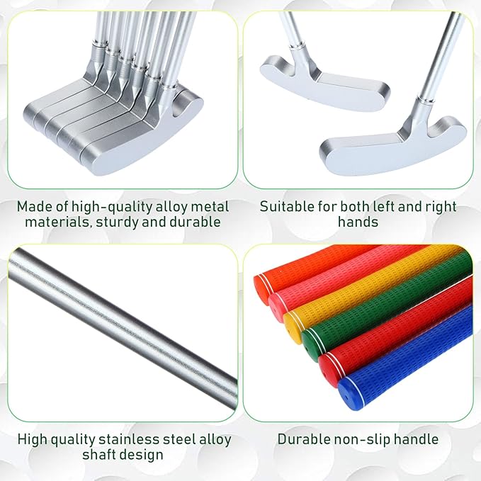 Liliful 6 Pcs Golf Putters for Men and Women Two Way Mini Golf Putter with 6 Golf Balls Kids Putter Bulk for Right Left Handed Golfers Detachable Golf Grip for Ages 9-12 Junior Adult (35 in)