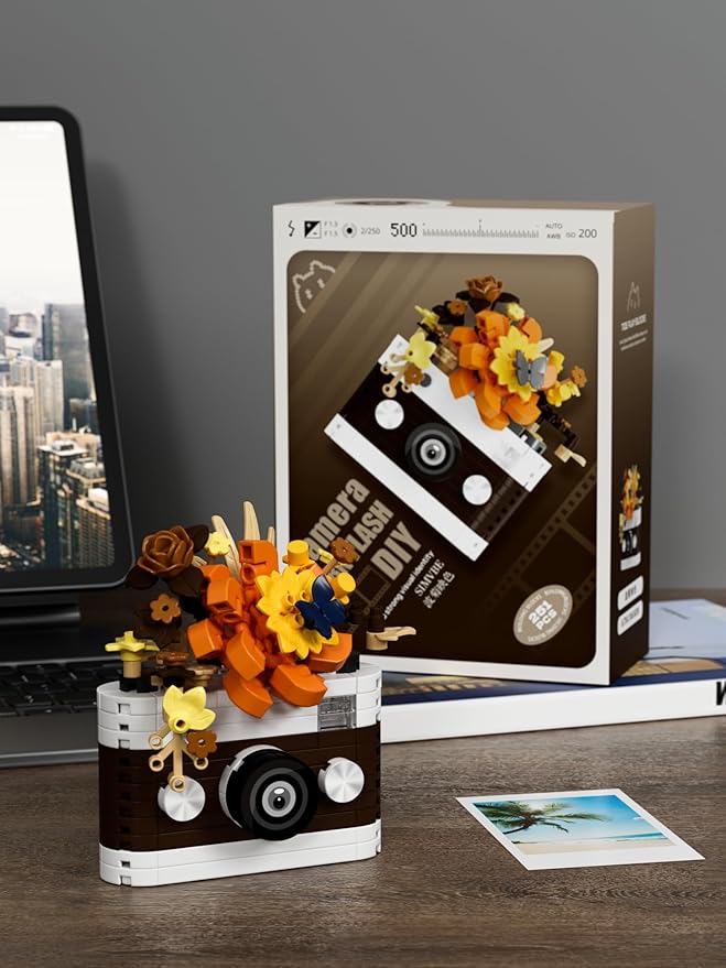 Cosmos Cute Flower Camera Series Mini Building Toy Bricks Micro Blocks Kit Miniature Toys Ideal for Home Decor Desktop