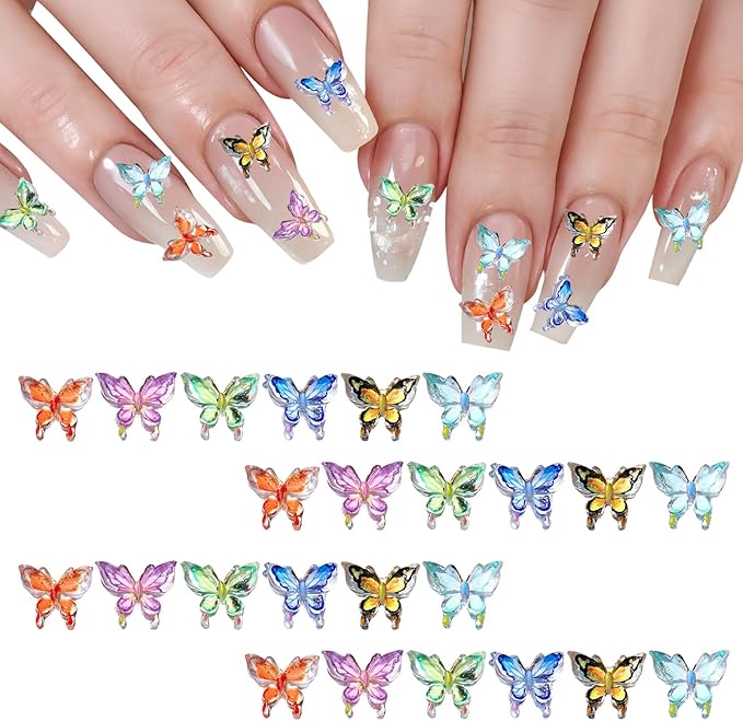 100 Pcs Mini Butterflies Resin, Tiny Butterflies for Crafts Miniature Ornaments Resin Charms Tiny Ornaments for Fairy Garden Dollhouse Micro Landscape Decoration