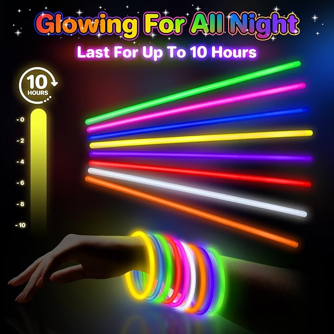 SpringFlower Ultra Bright Glow Sticks, 600Pcs, Glow Sticks Bracelets For Kids Party Favors, Glow in The Dark Party Supplies, Glow Decorations, Neon Party Favors Glow Party, Birthday, Wedding