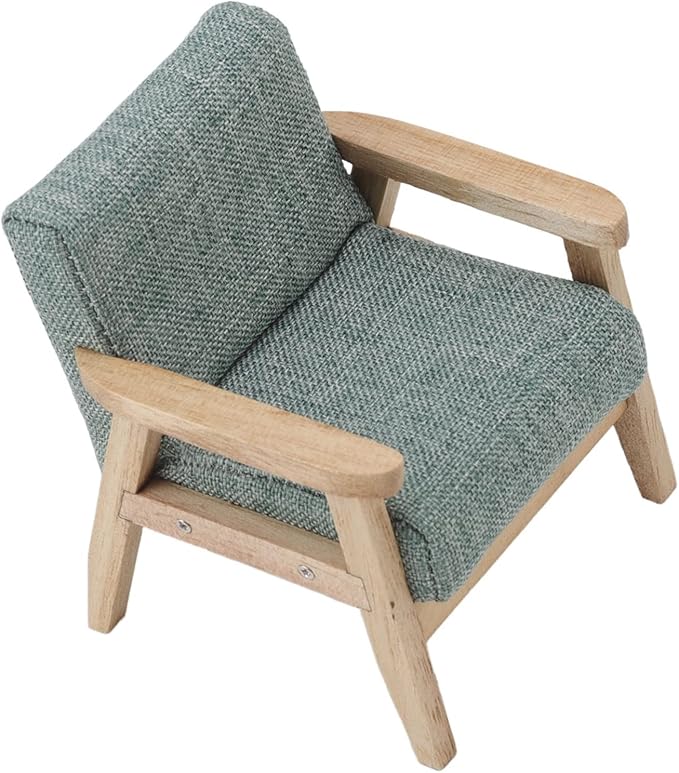 Dollhouse Furniture, Doll House Miniature Sofa Hand Painted Single Lifelike Modeling Decoration for 1 : 12 Doll House (Grey Green)