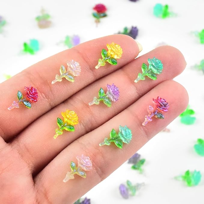 200 Pieces Tiny Rose Decor for Dollhouse Mini Resin Decor for Crafts Tiny Things for Fairy Garden Micro Landscaping Decoration