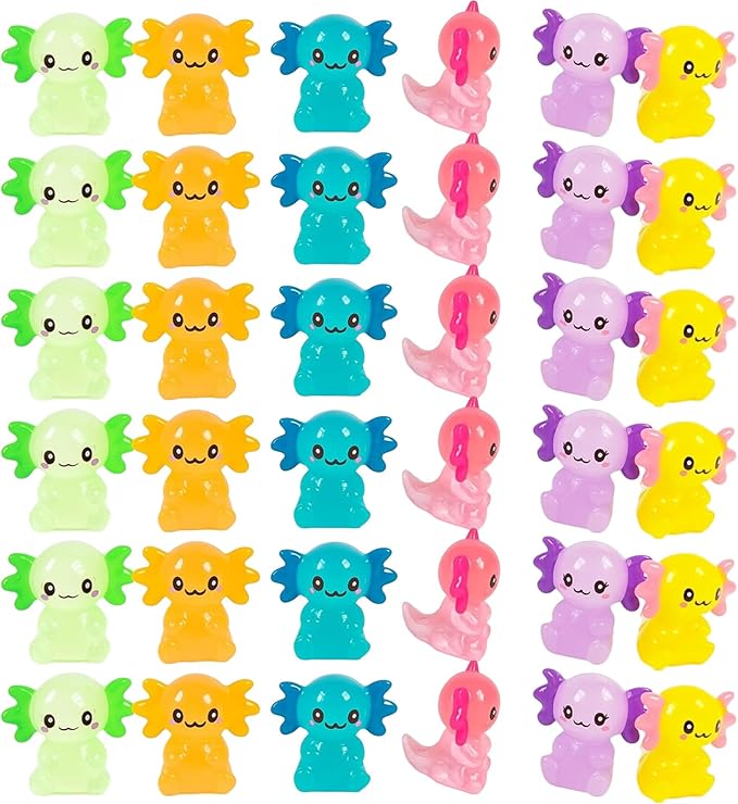 100 Pcs Mini Axolotl Resin Charms Miniature Axolotl Figurines Tiny Small Animal Figures for DIY Garden Landscape Dollhouse Birthday Party Decoration Aquarium