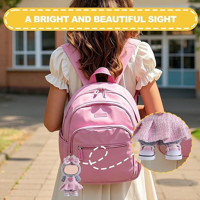 Cute Doll Shoes for Lububu, Premium Doll Shoes for 4-7in Dolls, Compatible with Lububu Doll Clothing & Outfits(Pink Canvas)