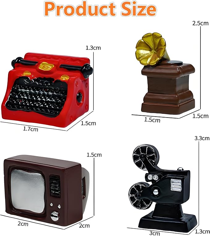 10Pcs Miniature Retro-Themed Home Appliances – Random Assorted Resin Camera, Telephone & Television Models, Mini Dollhouse Furniture for DIY, Micro Landscape,Tabletop Display & Creative Craft Projects