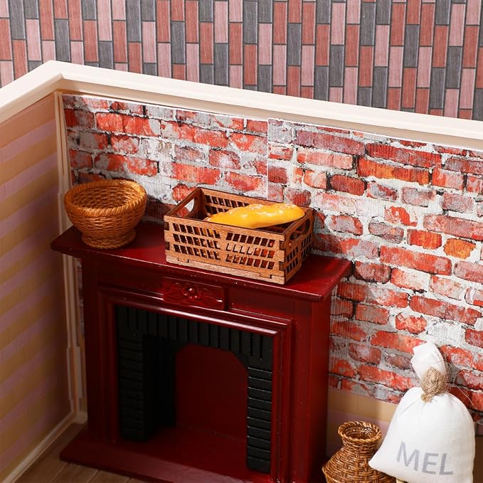 ABOOFAN 4 Sheets Dollhouse Wallpaper Peel and Stick Miniatures Dolls House Floor Paper 1:12 Scale Dollhouse Accessories