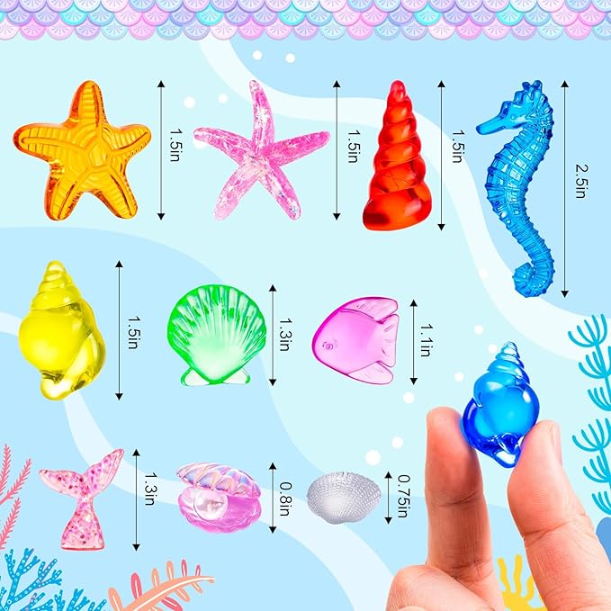 120 Pcs Plastic Seashells, Mini Ocean Mermaid Sensory Bin Filler, Mermaid Vase Filler for Party Favors