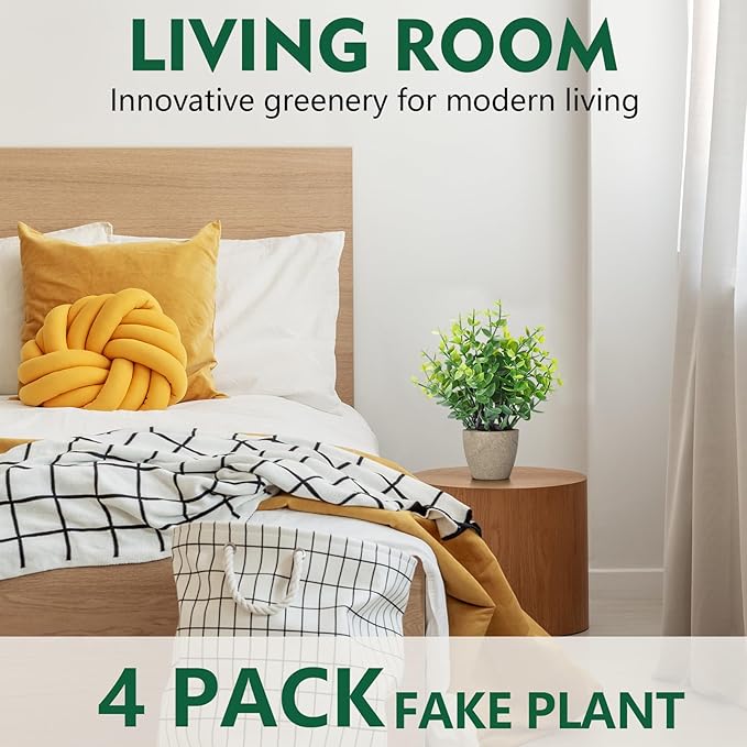 FAVOWREATH 2 Pack Fake Plants Ceramic Mini Artificial Greenery Potted Plants for Home Decor Office Decor Room Decor Farmhouse Decor Indoor Table Bathroom Decor