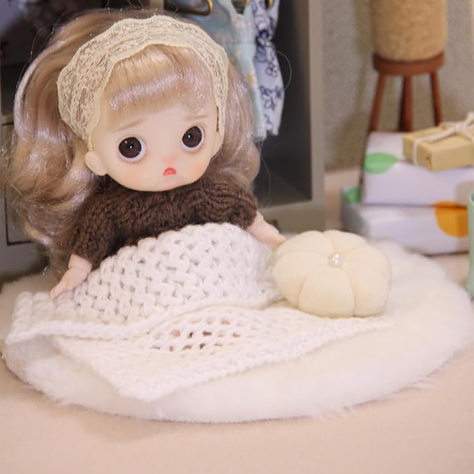 Funky Mini House Miniature Dollhouse Rug - 3 PCS Miniature 1:12 Scale Soft Plush Carpet for Dollhouse Accessories Ideal for Dollhouse Bedroom/Living Room Decor & DIY Craft Projects (White)