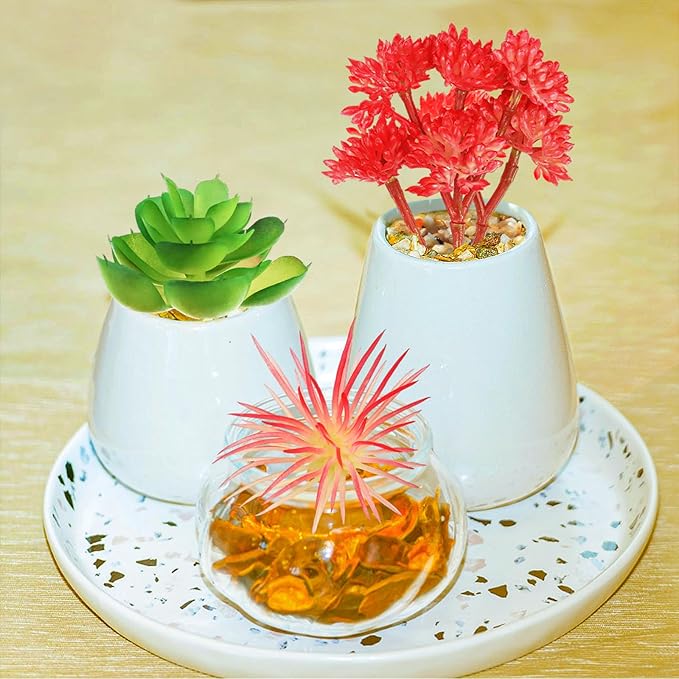 QUOZUO Artificial Succulent Plants, 6pcs Mini Fake Succulents Plants for DIY Crafting Home Wall Office Decoration (excluding pots)