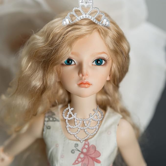 Sumind 20 Pieces Doll Accessory Jewelry Set 10 Necklaces and 10 Crowns Fashion Mini Dress up Jewelry for 11.5 Inch Doll
