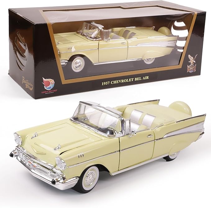 1957 Chevrolet Bel Air Convertible 1:18 Diecast Model Car Working Doors, Premium Alloy Classic Collection Car Collector's for Kids Men and Teens Dad 14+ Year