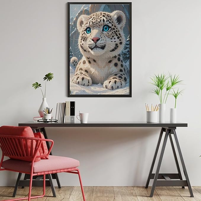 Jigsaw Puzzles for Adults 1000 Piece - Cute Snow Leopard Wooden Puzzle,Puzzle Games,Stress Relief Games,Funny Puzzles，Unique Gifts for Wall Art，Family Puzzles，Educational Games