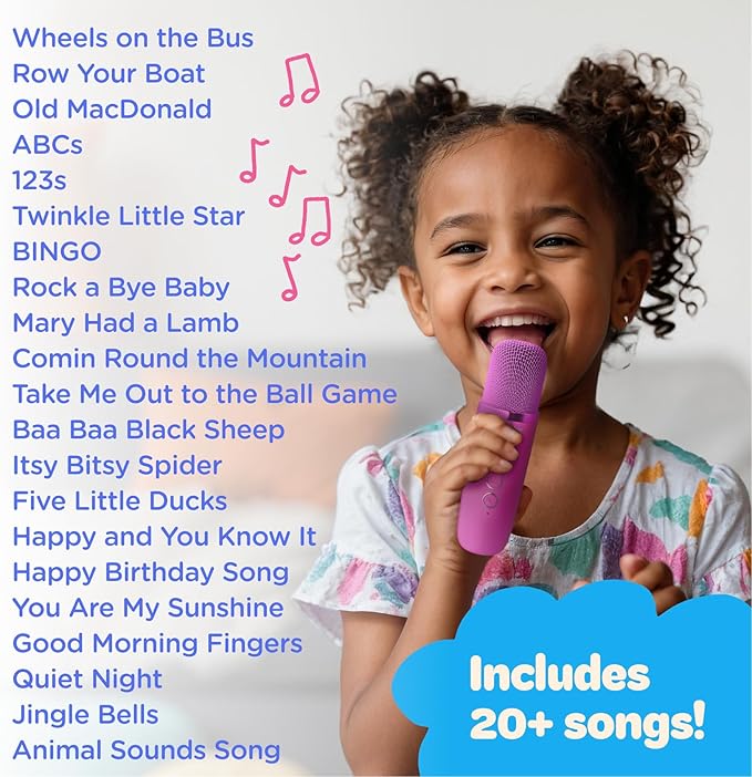 Move2Play, Mini Karaoke Machine for Kids | Built-in 20+ Songs | Bluetooth Speaker with Microphones | Voice Effects | Toddler Music Toy | Christmas Stocking Stuffer | Girls & Boys Age 2, 3, 4, 5, 6+