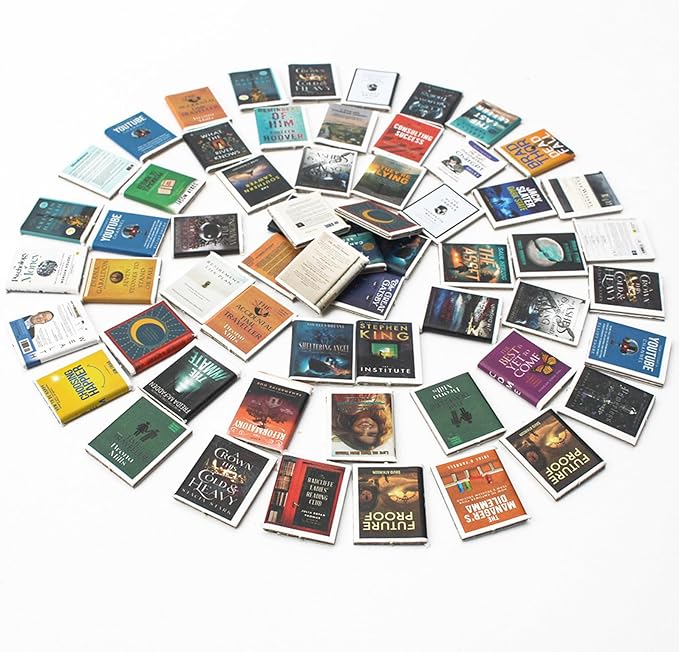 Anxiety Bookshelf Shake Away Your Anxiety, Miniature Book Display Case Cabinet with 200 Mini Books, Creative Wooden Mini Bookshelf Shake Anxiety Stress Reliever Funny Gifts for Book Lovers (Mini Book)