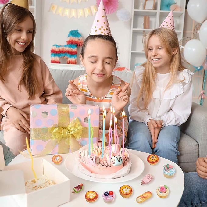 Dollhouse Miniature Food, Cute Mixed Flower Fruit Cake Figures Toys Mini Resin Foods Trinkets for Pretend Play Kitchen Cooking Game & Doll House Decor (Mixing Colors, 20pcs)