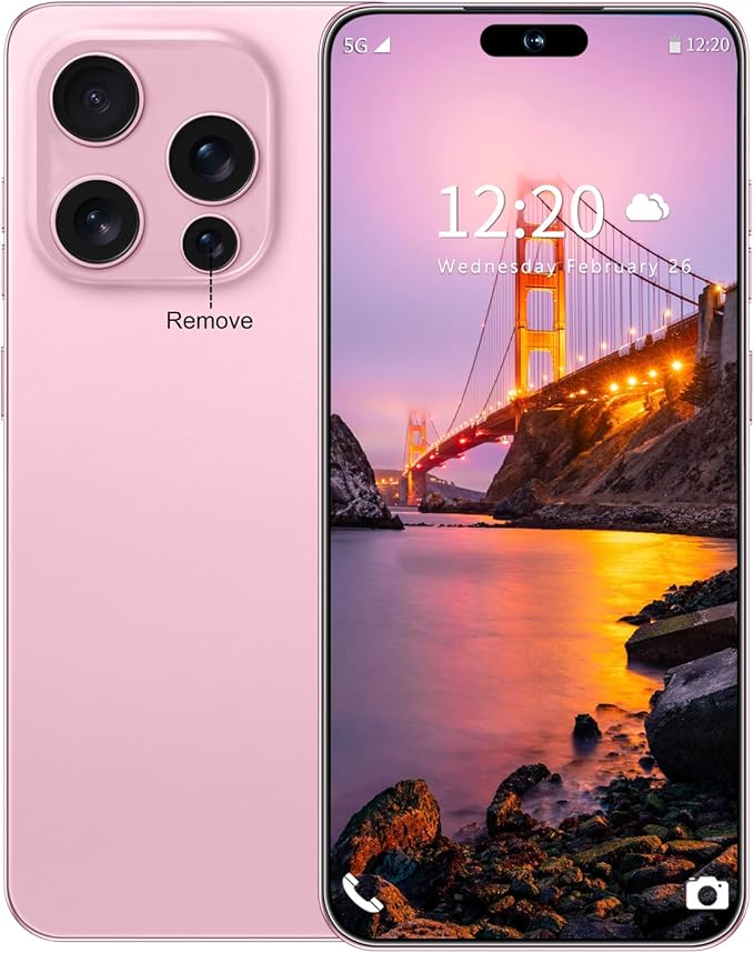 Huness I16PROMAX 16+1TB Smartphone Unlocked Cell Phone,6.99" HD Screen Unlocked Phones,Battery 7000mAh Android 14,Face ID/Fingerprint Button unlock/Photos/5G/Dual SIM/GPS (Pink, 16+1TB)