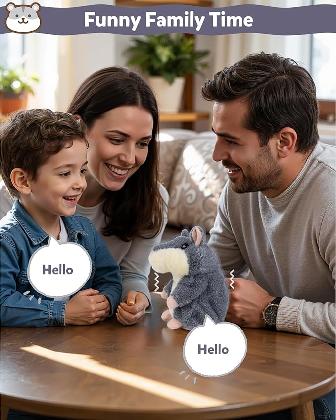 Ayeboovi Kids Toys Talking Hamster Repeats What You Say, Toy for 2 3 4 5 Years Old Boys Girls Birthday Gift, Stocking Stuffer for Toddler Kids Autism Fun Stuffed Animals Interactive Plush
