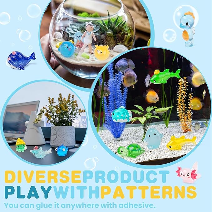 100+pcs Ocean Mini Resin Animals 78 Styles Tiny Sea Resin Animals Figurines Miniature Little Plastic Animal for Garden Micro Landscape DIY Fish Tank Aquarium Potted Gift Dollhouse Décor