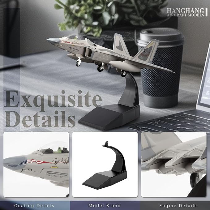 HANGHANG 1/100 Military Model Plane F-22 Raptor 01 Alloy Fighter Plane Model,Model Airplane for Collection and Gift