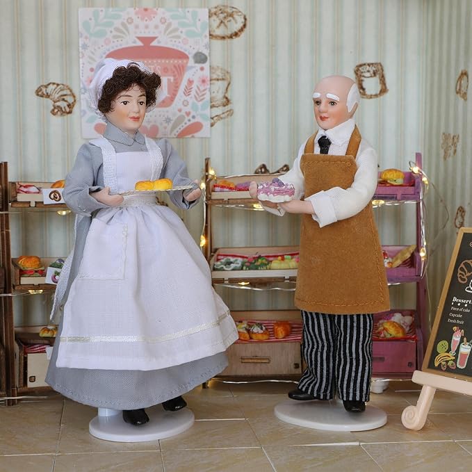 iland Dollhouse People for 1 12 Scale Accessories Miniature 6 inch Dolls for Doll House Little People Figures Mini Dollhouse Family Set Porcelain Action Figures Cute Realistic