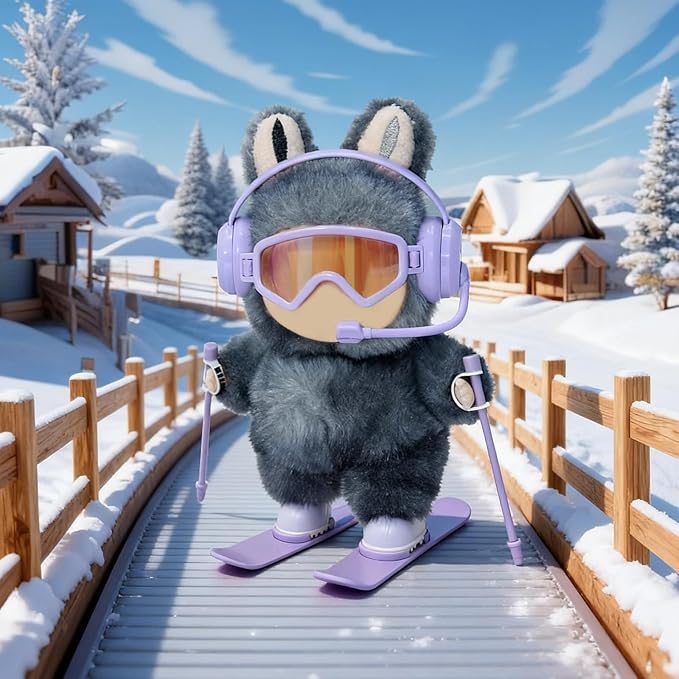 2026 New 8-Piece Ski & Snowboard Set for 17cm Dolls - Goggles, Headset, Ski Poles, Boots & Snowboards, Vinyl Figure Sports Adventure Collection (Doll is NOT Included) (Purple)