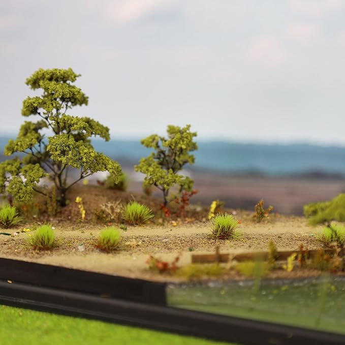 Evemodel Miniature Vegetation Bush Shrub Tufts Artificial Grass with Bases War Game Railroad Scenery (C)