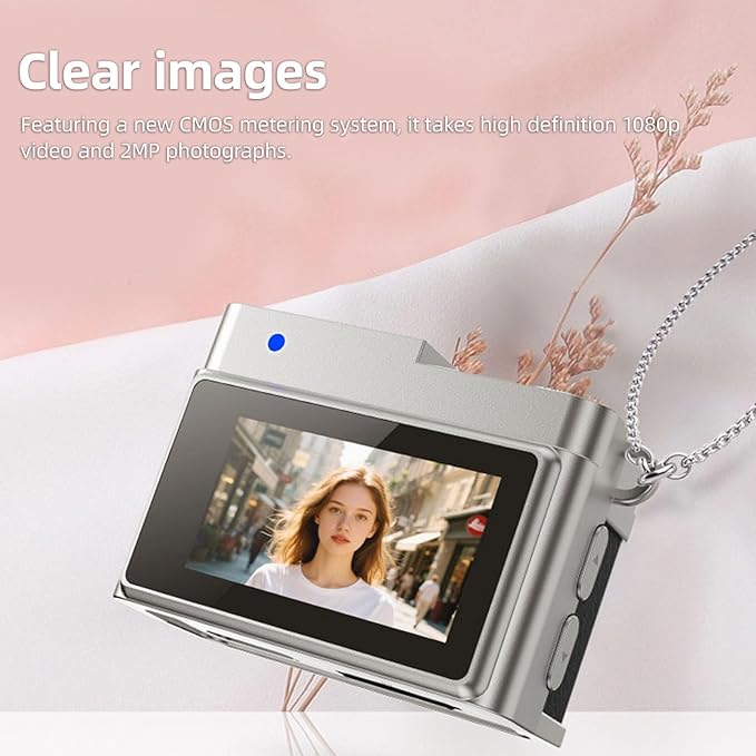 XUMIUZIY Mini Keychain Digital Camera, 1080P 2MP Compact Camera with 0.96 Inch HD Screen, Rechargeable Small Video Recorder with Keychain Neck Strap for Travel